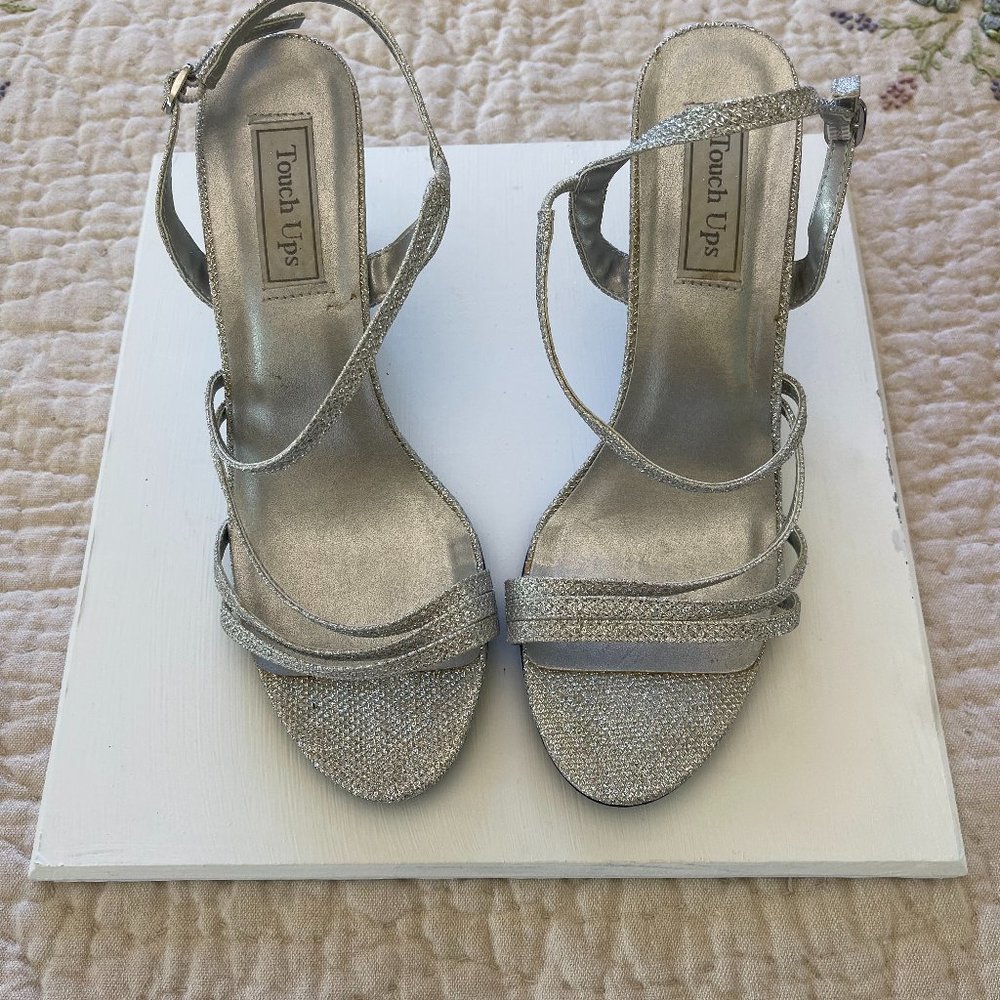 Wedge Sandals, Touch Ups, Silver, Size 10M